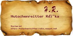 Hutschenreitter Réka névjegykártya