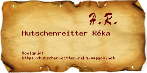 Hutschenreitter Réka névjegykártya